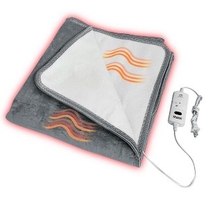 TRAKK Heated Electric Blanket Throw- Multiple Heat Levels, Timer, Machine Washable 50x60 - 1 of 4