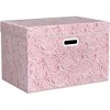 Aoibox Larger Collapsible Storage Boxes with Lids Fabric Decorative Bins Organizer Containers Handles Divider Pink 3 Pack - 4 of 4