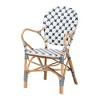 bali & pari Bryson Modern French Blue and White Weaving and Natural Rattan Bistro Chair - 2 of 4