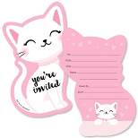 Big Dot of Happiness Purr-fect Kitty Cat - Shaped Fill-in Invitations - Meow Baby Shower or Birthday Party Invitation Cards with Envelopes - Set of 12