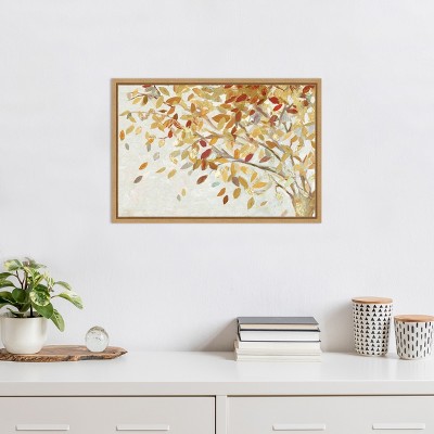 Autumn Leaves Red and Gold Canvas Wall Art Print