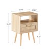 NicBex Rattan Nightstand with Drawer and Open Storage Space Modern Bedside Table with Solid Wood Legs for Bedroom,Living Room - 3 of 4