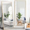 MAYEERTY Gold 31.5 x 70.87 Inch Rectangular Thin Edged Aluminum Alloy Full Length Mirror with Stand for Living Room and Bedroom Wall Decor - 3 of 4