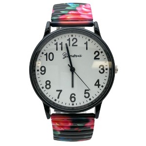 Olivia Pratt Big Dial Easy Reader Watch Abstract Elastic Stretch Band Wristwatch Women Watch - 1 of 3