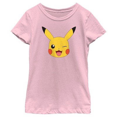 Girl's Pokemon Pikachu Wink Face T-Shirt