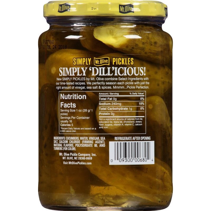 Mt. Olive Simply Pickles Kosher Baby Dills - 24 fl oz, 3 of 5