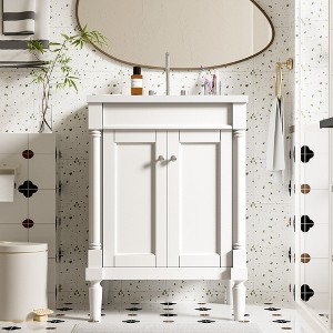 MOEPISY 24 inch Bathroom Vanity with Top Sink, 2-Tier Modern Bathroom Storage Cabinet, Single Sink Bathroom Vanity - 1 of 4