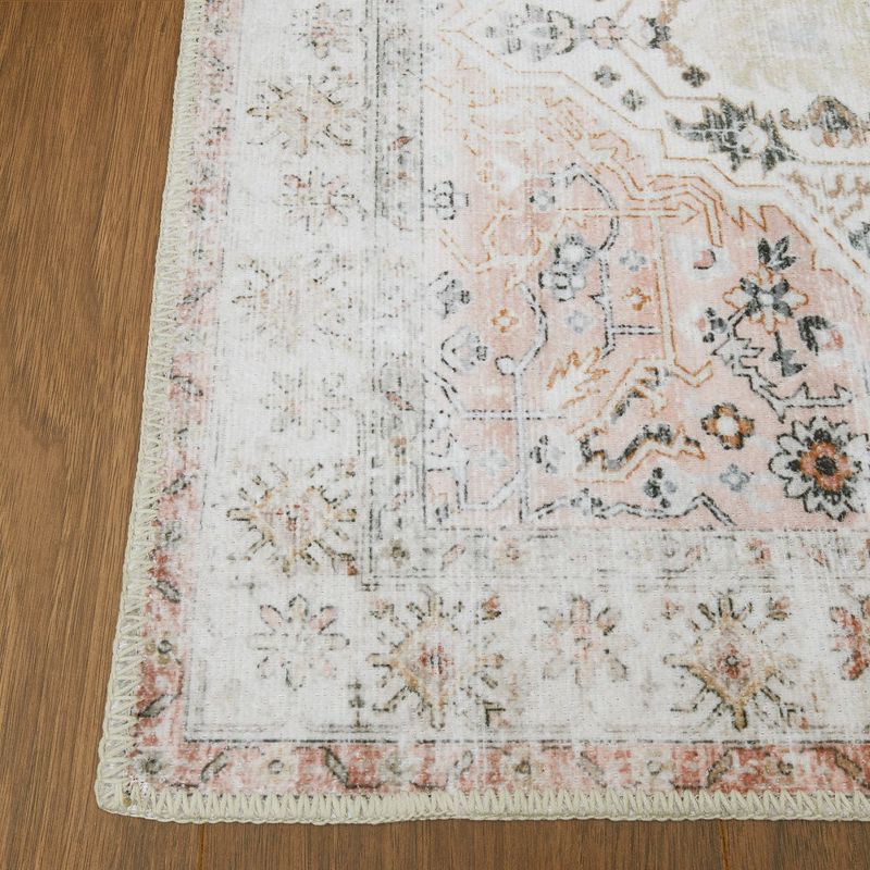 Vintage Rug Soft Oriental Floral Printed Carpet Washable Rug Living Room Bedroom Rug, 4 of 9