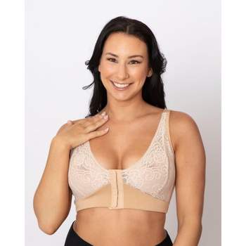 BRABIC Post Surgery Everyday Bras for Women Front Closure Mastectomy Support  Bra with Adjustable Straps Wirefree, White, S : : Fashion