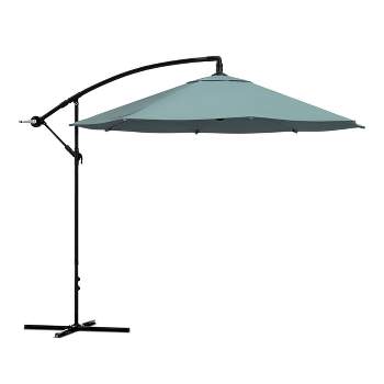 Offset Patio Umbrella – 10 Ft Cantilever Canopy with Heavy-Duty Steel Ribs - Outdoor Umbrella with Base Included by Nature Spring (Dusty Green)