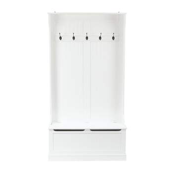 LuxenHome White MDF Hall Tree with Storage Bench