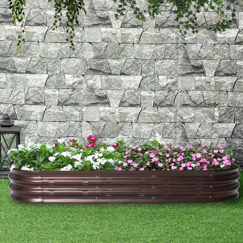 LuxenHome 5.5-Ft Oval Brown Metal Raised Garden Bed Planter, 2 of 16
