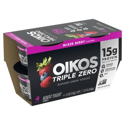 Oikos Triple Zero Mixed Berry Greek Yogurt - 4ct/5.3oz Cups_3