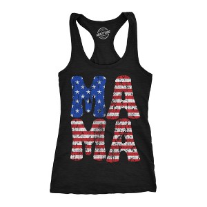 Womens Funny Fitness Tank Mama Stars And Stripes Fourth Of July Graphic Novelty Sleeveless Tee For Ladies - Crazy Dog Women's Tank Top - 1 of 4