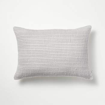 14"x20" Textured Narrow Stripes Lumbar Throw Pillow Light Gray/Cream - Hearth & Hand™ with Magnolia