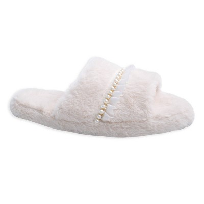 Adult Slippers Beige Ruffle - Bullseye's Playground™