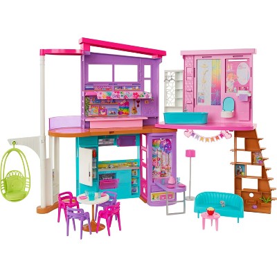 Barbie Vacation House 42 Dollhouse Playset With 2 Levels 6 Rooms Elevator Swing 30 Pieces Target