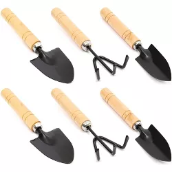 Juvale 6 Pack Small Gardening Tools Set with Hand Trowel, Transplanter, and Cultivator