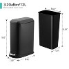 3.2 Gallon/12 L Bathroom Trash Can with Lid, Stainless Steel Kitchen Trash Can, Soft Close Step-On Pedal, Fingerprint-Resistant Finish - 2 of 4