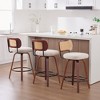 Okak Set of 2/3 PU/Linen Swivel Counter Height Bar Stools for Dining Rooms,Armless Chairs Bar Island Stools with Wooden Back - 3 of 4