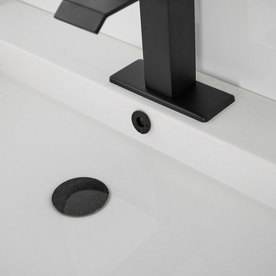 Matte Black Single-Handle Waterfall Bathroom Faucet with Supply Line