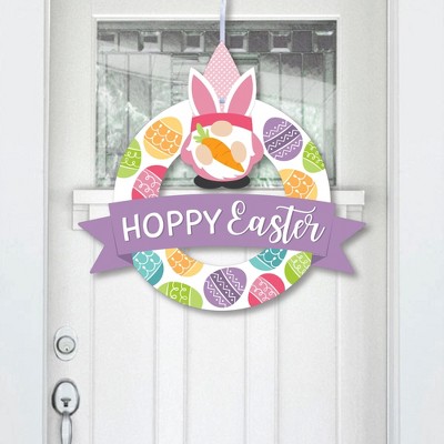 Big Dot of Happiness Easter Gnomes - Outdoor Spring Bunny Party Decor - Front Door Wreath