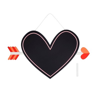 Metal Chalkboard Heart with Arrow Valentine's Day Wall Sign Black - Spritz™