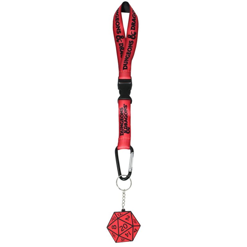 Dungeons and Dragons D 20 Dice Wristlet Lanyard Keychain Hand Wrist Key Lanyard Strap Red, 1 of 5