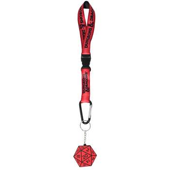 Dungeons and Dragons D 20 Dice Wristlet Lanyard Keychain Hand Wrist Key Lanyard Strap Red