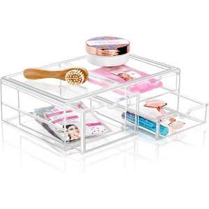 Sorbus 3 Clear Large Stackable Acrylic Drawers - for Organizing Make up, Nail Polish, Hair Accessories, and Beauty Supplies - 1 of 4