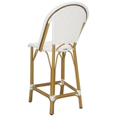 Parisian White Wicker and Aluminum Counter Stool