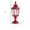 HomeRoots Set of Two Red Distressed Ornate Glass And Metal Tabletop Lantern Candle Holders - 3 of 4