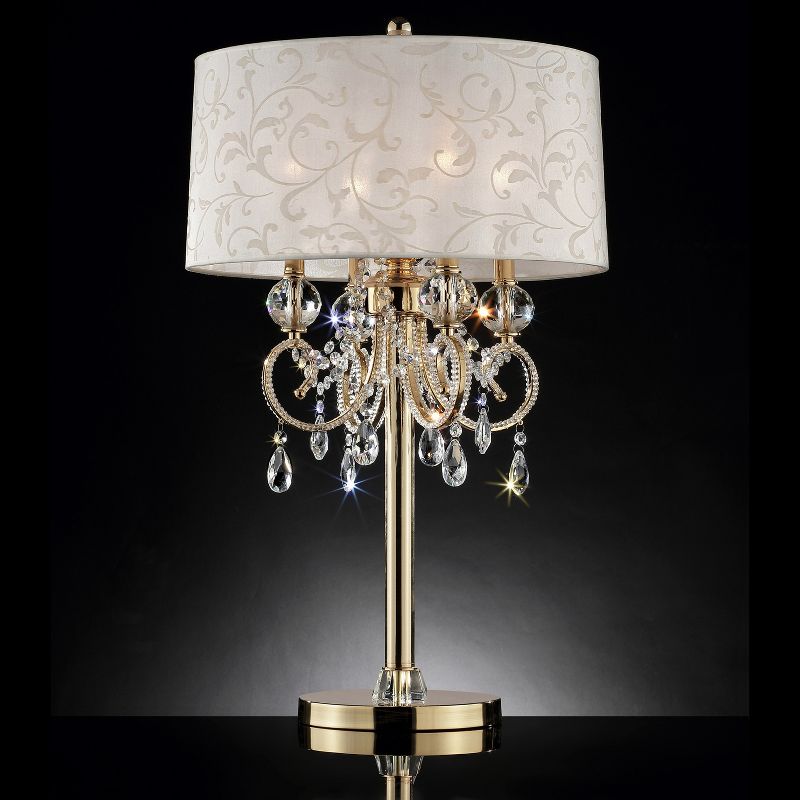 32.5&#34; Antique Metal Table Lamp with Crystals (Includes CFL Light Bulb) Gold - Ore International, 2 of 4