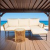 YOOCOZZ 3-Piece Outdoor Patio Rattan Sofa Set with a Table and High-Density Cushions - Light Yellow - 2 of 4