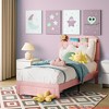 Twin Bed Frame Velvet Upholstered Platform Bed with Bookcase Headboard for Kids Girls Heavy Duty Steel Support Legs Easy Assembly Noise Free - 2 of 4
