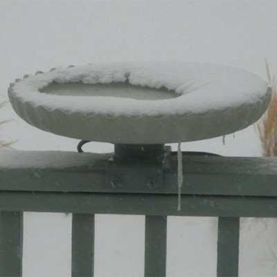 Gray Concrete Scalloped Heated Birdbath with Deck Mount, 2 Pack