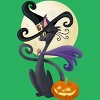 Women's Design By Humans Bewitching Black Halloween Kitty Cat By LittleBunnySunshine Racerback Tank Top - 2 of 3