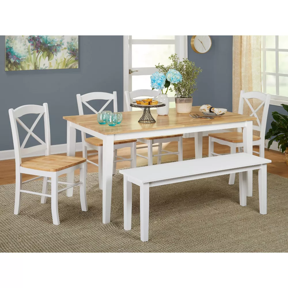 target.com | 6pc Tiffany Dining Table Set Wood/White - Buylateral
