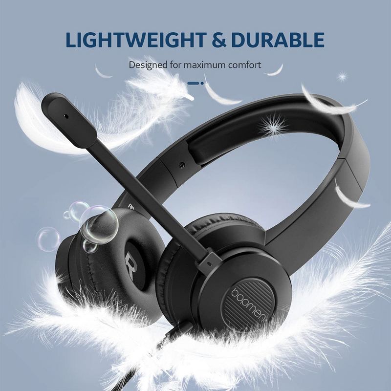 S100 Gaming Headphone w/ Adjustable Boom Microphone and In Line Volume Control Computer PC Headset for Home, School, Office, & Call Center Use, Black, 5 of 7