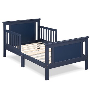 Infurnic Beds, Toddler Single Bed with Safety Guardrails and Headboard, Low To Floor Design for Toddler Children, Blue, 70"*36"*27" - 1 of 4
