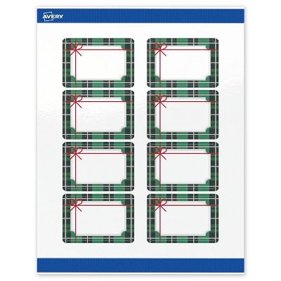 Avery Labels, 2" x 3", Silver-Green Plaid, Glossy, 80ct