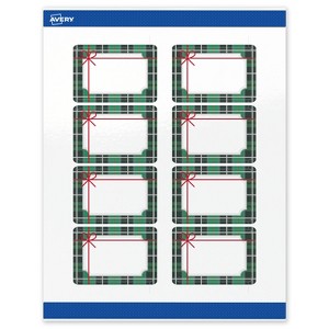 Avery Labels, 2" x 3", Silver-Green Plaid, Glossy, 80ct - 1 of 4