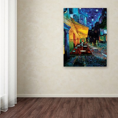 Vincent Van Gogh Cafe Terrace Framed Canvas Art 14" x 19"