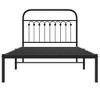 vidaXL Metal Bed Frame with Headboard - Single Bed 39.4" x 78.7" Steel Frame, Extra Storage Space, Black, Bedroom Decor - 3 of 4
