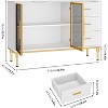 Jojoka Fluted Sideboards Buffets Cabinet with Glass Doors,White - 3 of 4