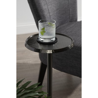Sanzo Pewter Handcrafted Metal Pedestal Side Table