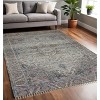 Light Blue Gray And Pink Oriental Hand Woven Area Rug With Fringe - 2 of 4