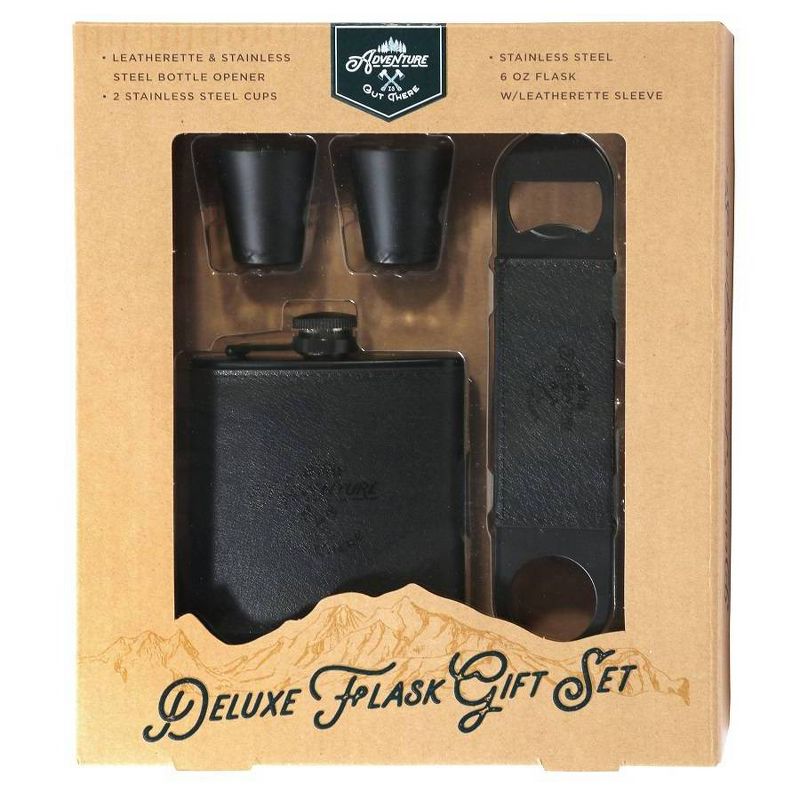 Adventure is Out There Black on Black 6oz Flask Set, 1 of 7