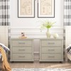 Set of 2 32'' Night Stand Beige - Accent Furniture: Modern Design, 3 Drawers, Metal Legs - 4 of 4