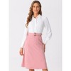 INSPIRE CHIC Women's High Waist Elastic Back A-Line Belted Corduroy Midi Skirt with Pockets - 2 of 4
